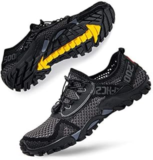 Women's Aqua Water Shoes Men Quick-Drying Water Hiking Beach Sports Shoes for Pool Surf Swim Yoga Grey Black