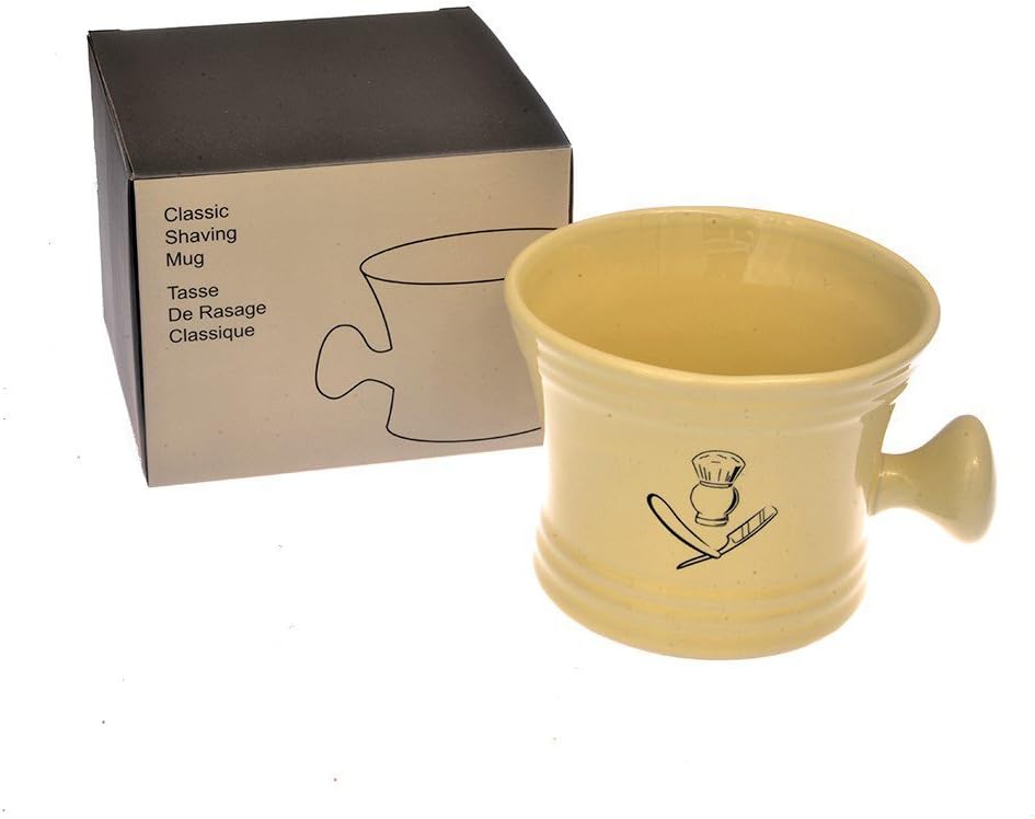 Shaving Mug, Apothecary Style, Cream Porcelain, Fits Up to 100g Shaving Pucks