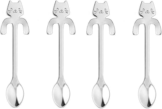 20PCS Stainless Steel Cute Mini Cat Spoon for Tea, Coffee, Dessert, Sugar, Ice Cream, etc 11.5cm/4.5inch