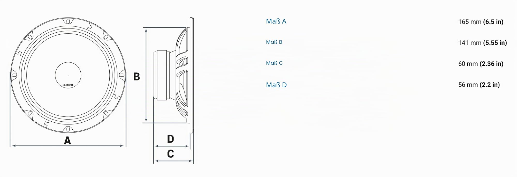 Audison AP 6.5 Tieftöner Paar 165 mm für Car-Audio-Systeme, 70W RMS 210W Peak, Presspapier-Membran mit Dämpfung, Kupfer-Schwingspule, OEM-kompatibel, Braun