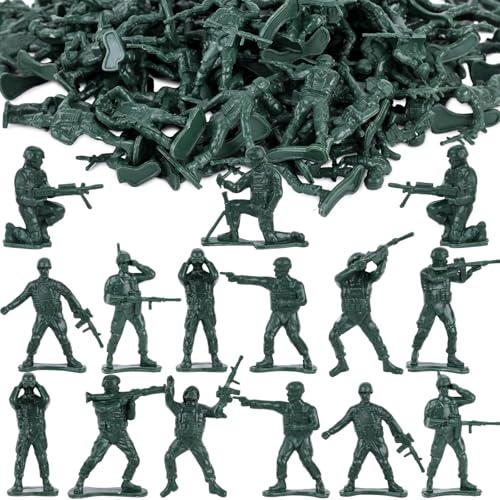 MCPINKY 100PCS Army Men Toy Soldiers, Plastic Soldier Figures Army Men Playset Multiple Poses for Boys Birthday Gift Green