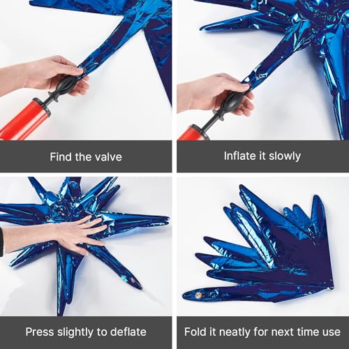 Image of PartyWoo Navy Blue Star Spike Balloons 10pcs Explosion Foil Mylar Balloons | 42 27 22 Inch for Gender Reveal Graduation Bachelorette Birthday Baby Shower Bridal Shower Anniversary Party Decorations