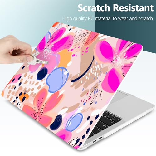DONGKE Compatible with MacBook Pro 13 inch Case 2024 2023-2020 Release A2338 M2/M1 A2251 A2289 with Retina Display & Touch ID, Plastic Hard Shell & Keyboard Cover & Screen Film - Floral Artistic by DONGKE - Image 4