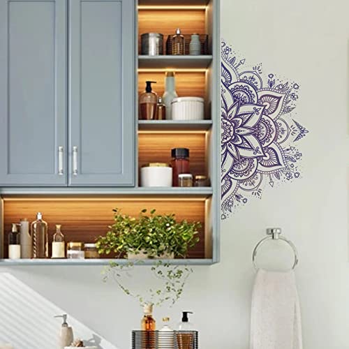 Boho Mandala Wall Decal Headboard Lotus Yoga Arch Wall Sticker Indian Bohemian Mandala Flower Wall Decor Peel And Stick Wall Decal For Living Room Bedroom Tv Wall Decoration (Purple) #TOP3