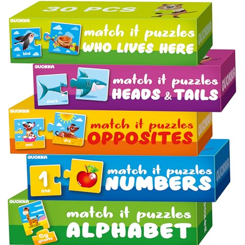 Image of QUOKKA 5X MEGASET Puzzles for Toddlers 3-5 - Matching Games for Kids Ages 2-4 - Numbers Animals Opposites ABC Learning for Toddlers 1-3 Year Old - Educational Toy Activities for Boy and Girl