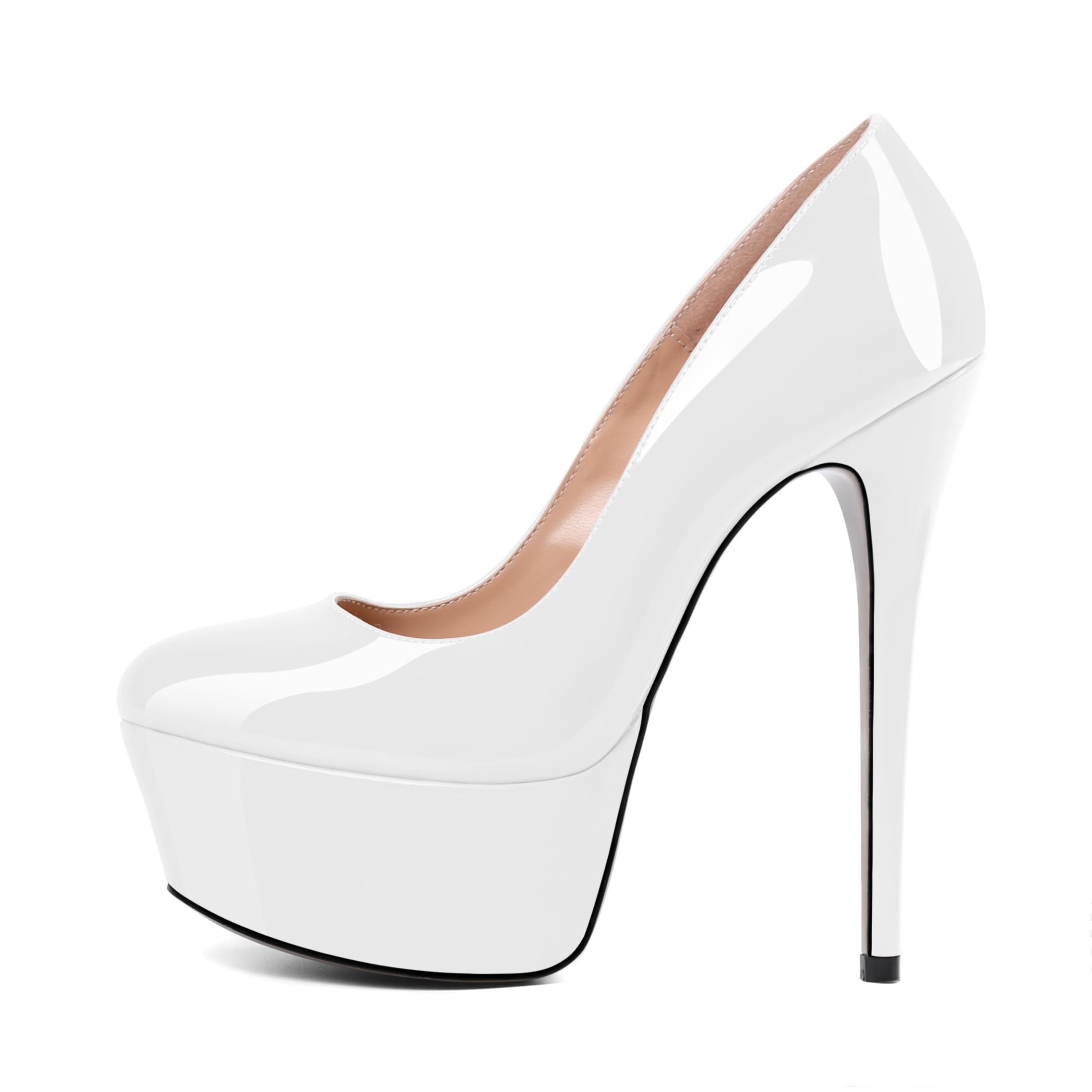 Eldof Womens High Heel Platform Pumps Round Toe Sky High Stilettoes 6" Party Dress Platform