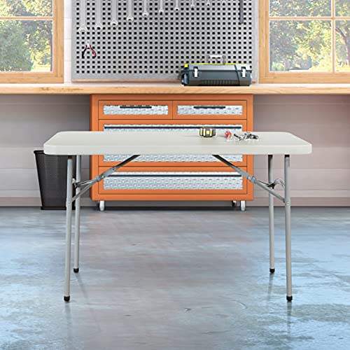 Office Star Resin Multipurpose Rectangle Folding Table For Indoor Or Outdoor Use, 4 Feet X 2 Feet #TOP6