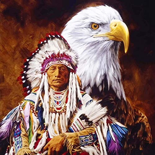 YDPTYANG Puzzle 1500 Pieces Indien Vieil Homme et Aigle en Bois Art DIY Room Décor Cover
