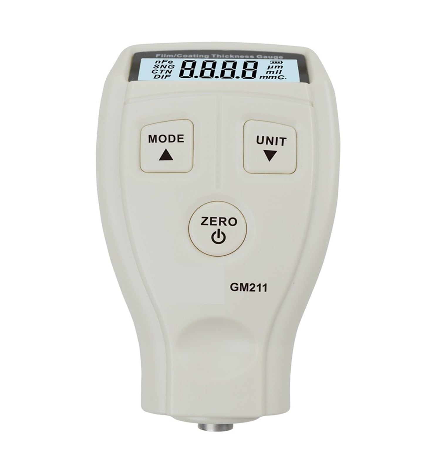 Medidor de espesor de revestimiento Medidor de espesor de recubrimiento de película LCD de 0 ~ 1500um 2 en 1 Fe/NFe medición de espesor de recubrimientos de pintura de superficie no magnética GM211