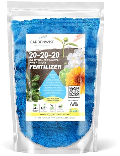 Image of Gardenwise 20-20-20 Water-Soluble Fertilizer - Powder for Liquid Plant Food for Indoor & Outdoor Plants, Orchids, Vegetables, Lawns, Flowers - 20 20 20 Fertilizer 2 Quarts (4 lbs)