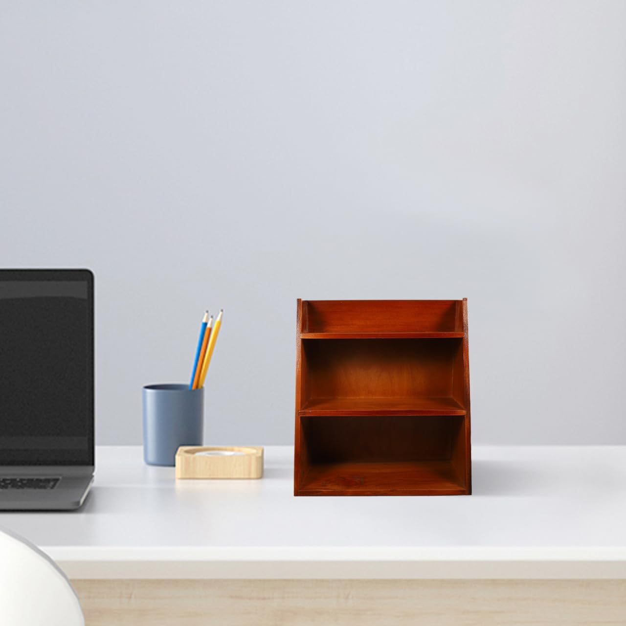 DOITOOL Desktop Organizer Rack Multi Layer Storage for Office Accessories Sturdy Wood Craft Sundries Holder Compact and Space Saving Design for Home and Office Use