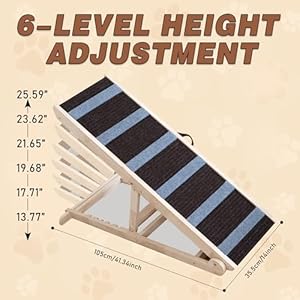 Dog Ramp for Bed, Dog Ramp for Car, Adjustable & Folding with 6 Adjustable Height, Rugged, Anti-Slip, Dog Ramp for Couch, Folding Portable Wooden Pet Ramps, for Small & Large Dogs & Cats Dog Ramp for Bed Dog Ramp for Car Adjustable Folding with 6 Adjustable Height Rugged Anti Slip Dog Ramp for Couch Folding Portable Wooden Pet Ramps for Small Large Dogs Cats