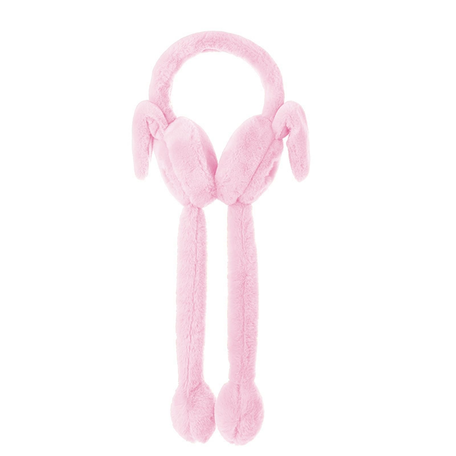 Ulafbwur Women's Pink Ear Muffs Jumping Earmuffs Fine Plush Cold-Resistant Rabbit Design Winter Warm Ear Warmer For Outdoor Earmuffs Adorable Rabbit Ear Muffs