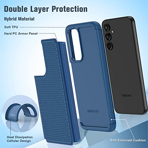 Image of FNTCASE for Galaxy A54-5G Phone Case - Samsung Military Grade Drop Protection, 14ft Drop Tested, Screen Protector Included, Anti-Slip Matte Textured, TPU+PC Dual Layer Shockproof Cover (Blue)