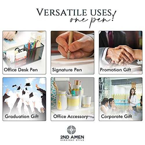 2Nd Amen Solid Brass Edc Pen Hexagonal Rollerball Black Gel Ink 1.0Mm Anti-Roll Pocket-Sized Premium Pen For Writing And Signature Great Office Accessory & Gift For Corporates #TOP4