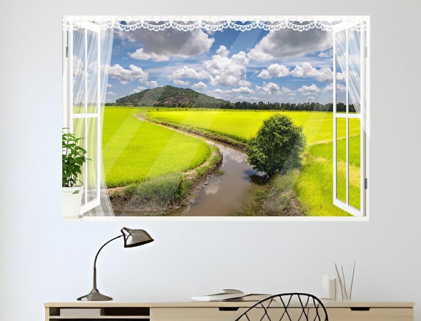 JVERF - JZZB33404 Vietnam Fields Trung Khanh District Cao Bang| Self-Adhesive Open Window Wall Sticker