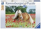 Format 49x36cm /36x49cm Ravensburger Puzzle 14831 - Pferd im Mohnfeld - 500 Teile