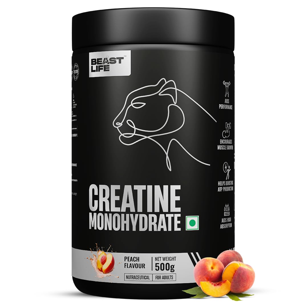 BEASTLIFE Super Micronized Creatine Monohydrate Powder 500g Peach - Image 1