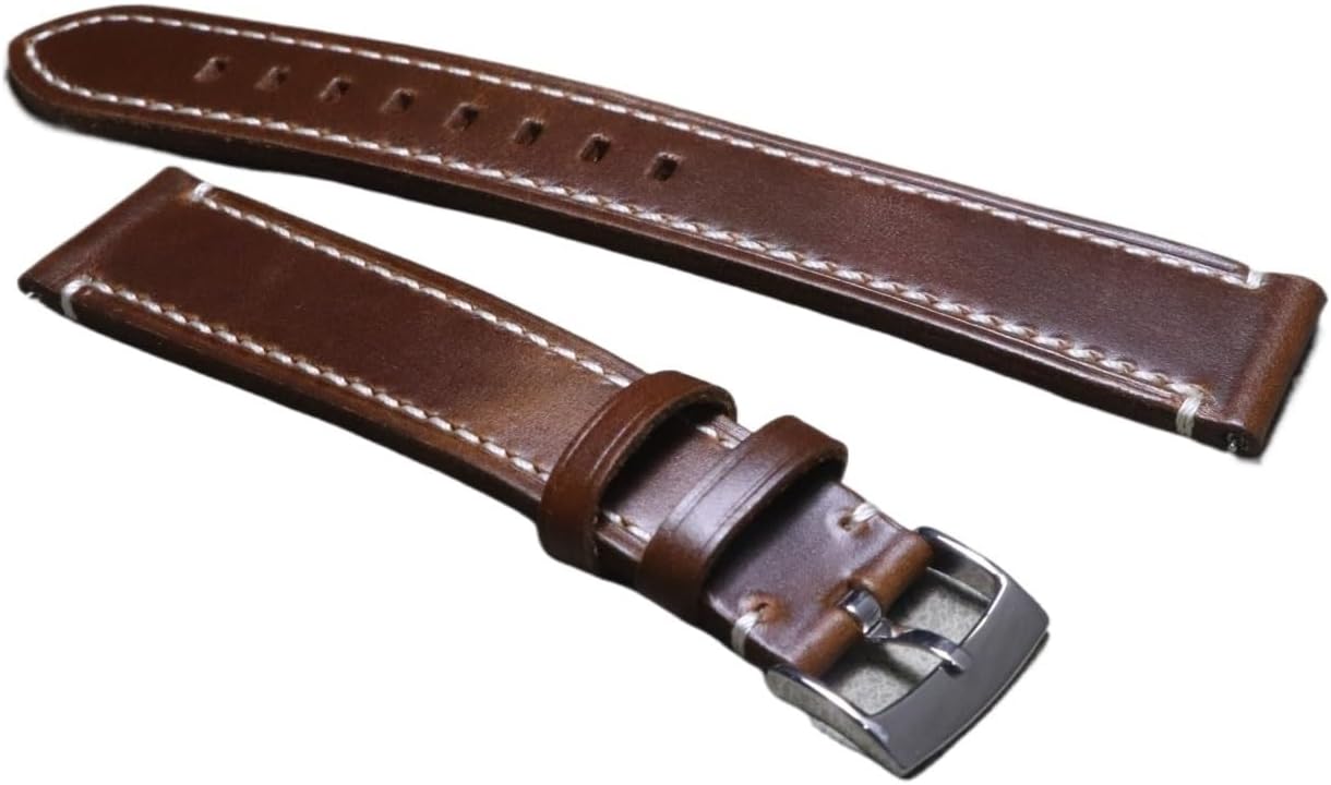 yingyingjia 20 22mm Large Size Lengthen Strap Genuine Leather Big Hand Watch Bracelet Cowhide Long Watchband Man Watch Belt