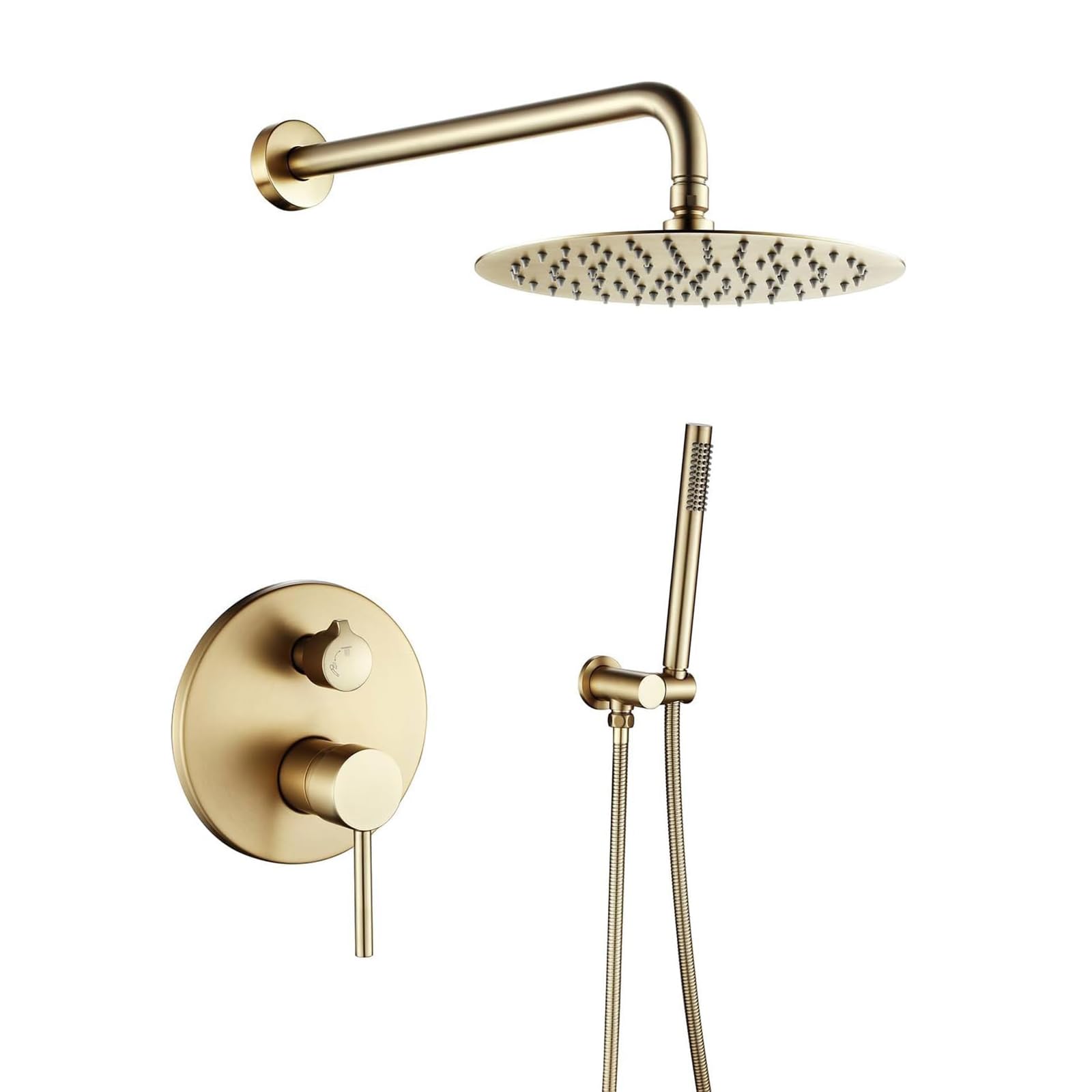 Unterputz Duscharmatur Set, Duschsystem Unterputz Gold mit 25cm Regendusche