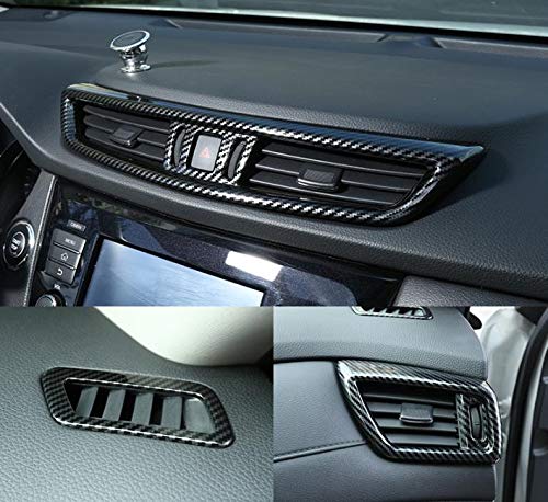 FMtoppeak Exterior Accessories Car Front Rear Air Condition Outlet Vent Trim Cover for Nissan Rogue X-Trail 2014-2020 (Carbon Fiber)