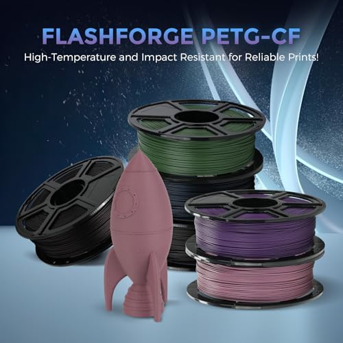 Image of FLASHFORGE Carbon Fiber PETG Filament 1.75mm Black, Reinforced 3D Printer Filament 1kg, Lightweight & High-Strength PETG-CF Filament, Strong & Easy to Print