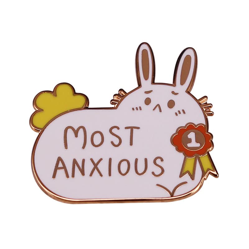 Image of Most Anxious No.1 Rabbit Enamel Lapel Pin badge brooch Mental Health Awareness Badge