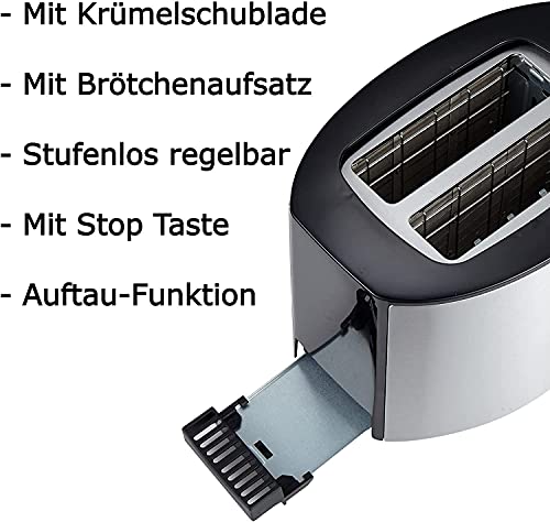 TronicXL Wasserkocher Toaster Set Edelstahl - Mit Temperatureinstellung Temperaturwahl Frühstück Set Frühstücksset… – Bild 3