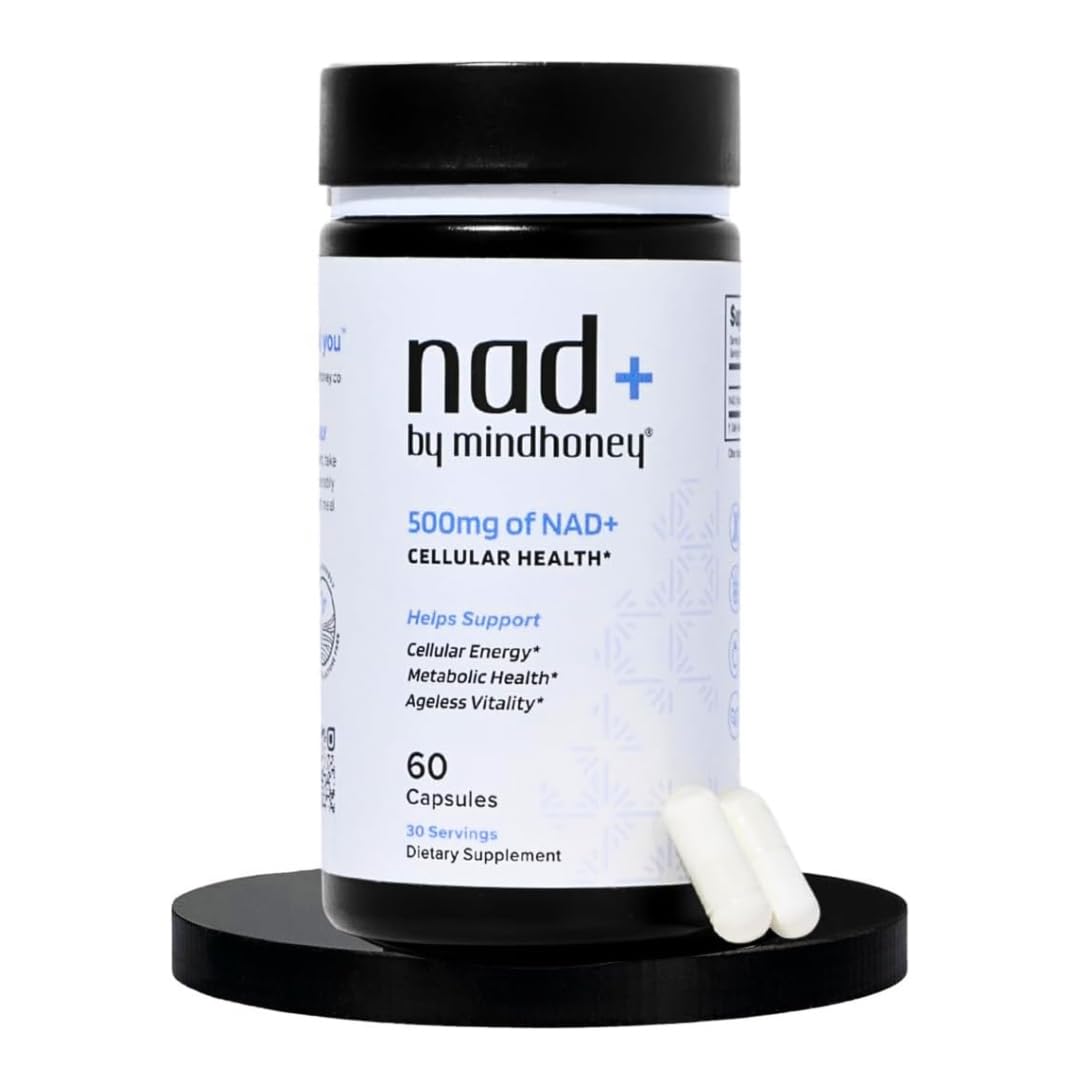 MINDHONEY NAD Brain Supplement 500mg NAD Premium Formula Healthy Anti-Aging Cellular Energy Cognition Metabolic Health Heart Muscle Support