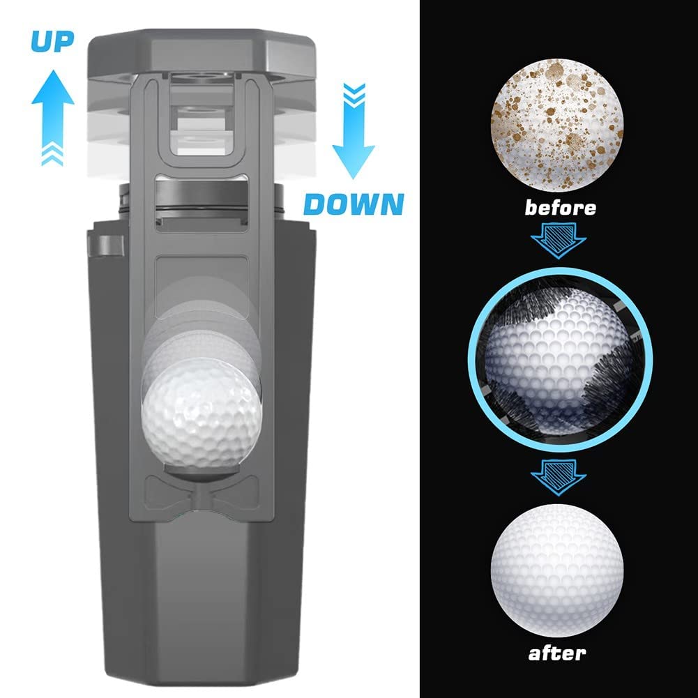 ZYWUOY Arandela de pelotas de golf, limpiador portátil de pelotas de golf con toalla, kit de limpieza multiusos para palos de golf, limpieza portátil de bolsas de golf o carritos, color negro