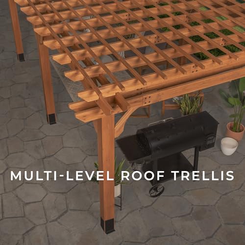 Backyard Discovery Beaumont 20' x 12' Traditional Cedar Wood Pergola Kit with Trellis Roof, All-Season Durability, High-Wind Rating, PowerPort, Shade for Outdoor Patio, Deck, Garden, and Entertaining - image 8