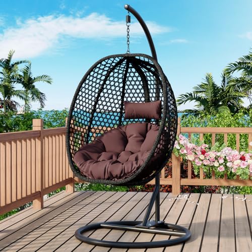 JUFU Egg Swing Chair with Stand,Hanging Egg Chair Indoor Outdoor,Hammock