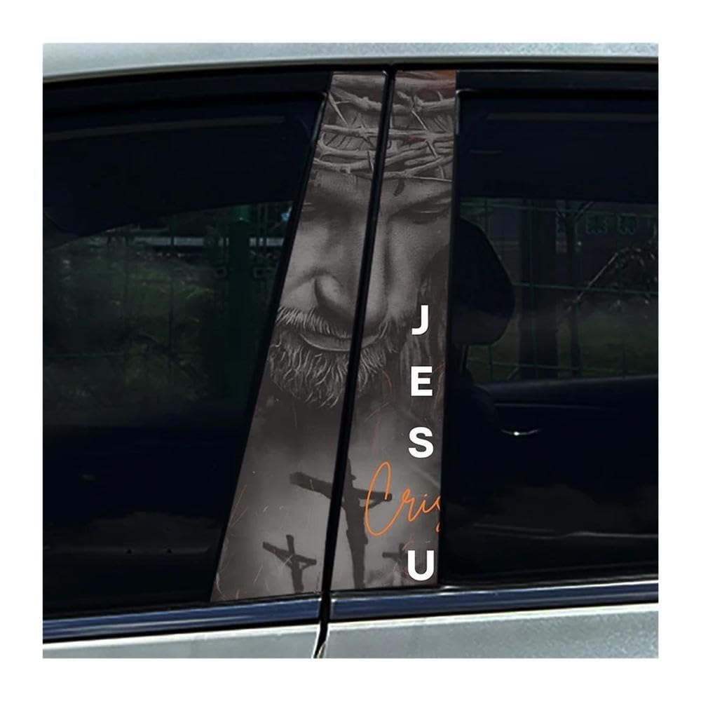 Body Parts 2PCS Car B Pillar Protective Film Decoration Christian Jesus Car Center Pillar Sticker(D)