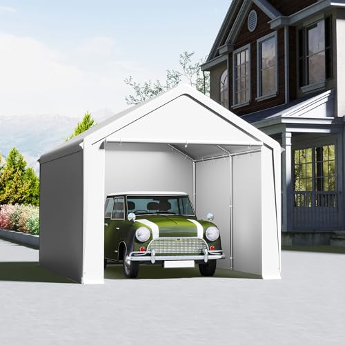 VA-Cerulean Carport Zeltgarage 3x4m, Lagerzelt mit wetterfester PE Plane, Garagenzelt mit verzinktem Stahlrahmen, mit Erdankern und Abspannseilen,...