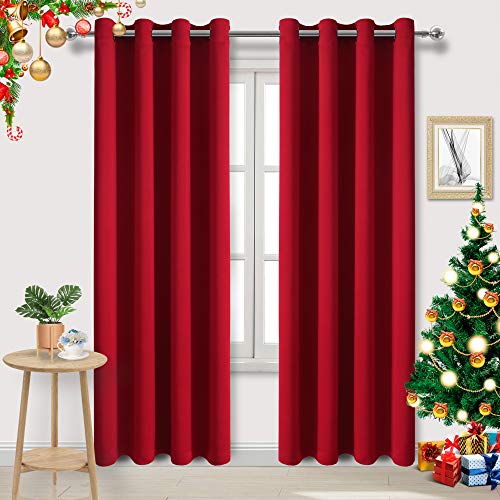 Image of DWCN Red Curtains for Bedroom Living Room 52 x 84 Inch 2 Christmas Panels