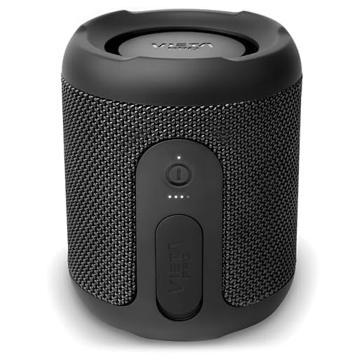 Vieta Pro Altavoz Bluetooth 5.3 Potente, Radio FM, Resistente al Agua, 13H Batería, Micrófono, MP3, USB-C, Autoamplificado | Altavoz Portátil Pequeño Sun Negro Titanio