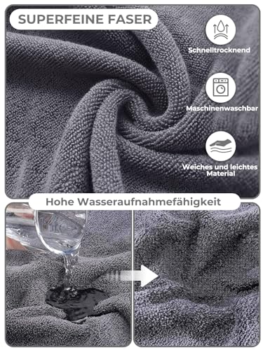 Bibykivn Bademantel für Hunde, Hundebademantel Aus Mikrofaser, Verstellbares Halsband Mit Klettverschluss Schnell Trocknend Badetuch für Große Mittelgroße Kleine Hunde/Katze (Grau, XL)