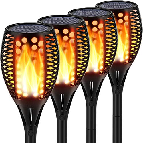 Topmante Solar Lights Upgraded, Waterproof Flickering Flames Torches Lights Outdoor Solar Spotlights Landscape