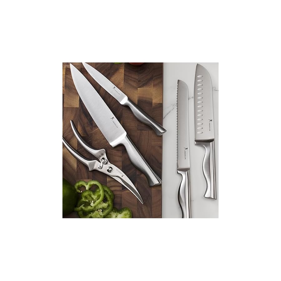 15-Piece-Ultra-Sharp-Kitchen-Knife-Set-with-Wooden-Block-Exclusive-Ergonomic-Anti-Slip-Handle-High-Carbon-50CR15MOV-Steel-Angled-Design-Natural-Wood-Block 15-Piece Ultra Sharp Kitchen Knife Set with Wooden Block, Exclusive Ergonomic Anti-Slip Handle, High-Carbon 50CR15MOV Steel, Angled Design, Natural Wood Block