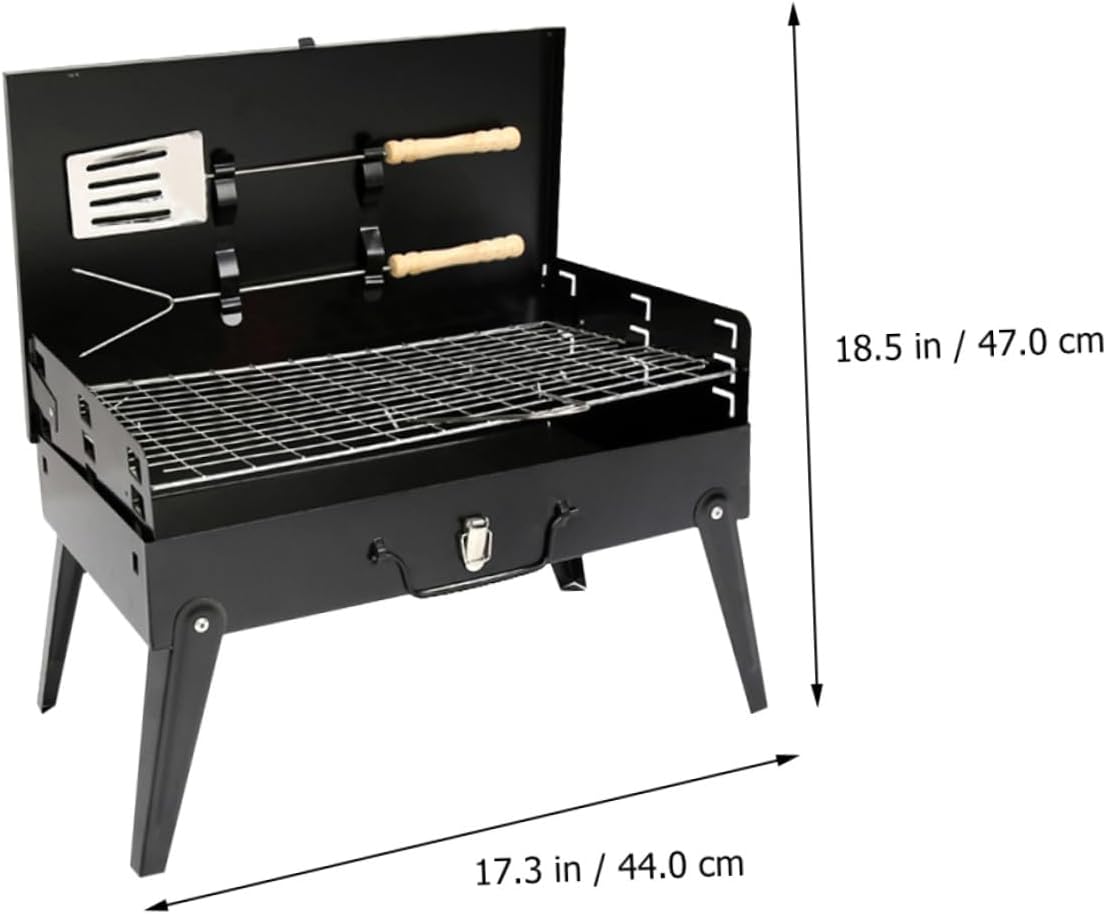 Ciieeo Portable Bbq Grill Folding Camping Barbecue Stove with Accessories, 44x27x47cm Outdoor Portable Barbecue Stove for Hiking and Picnic