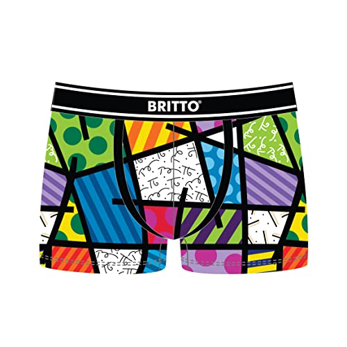 Britto Romero Mens Boxer Briefs with Artwork Pattern Colorful Landscape Abstract (Extra Large)