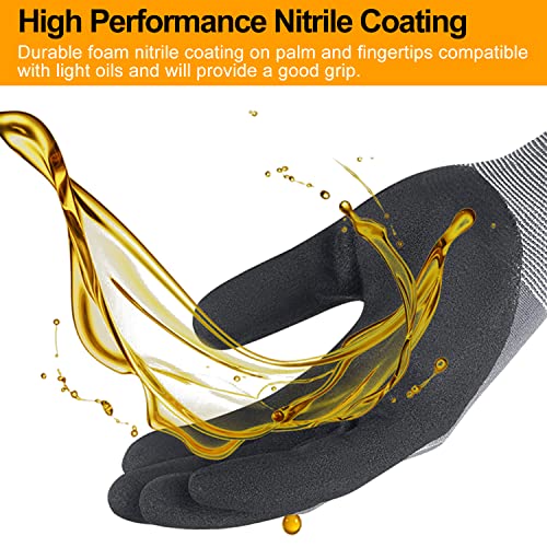 Safety Work Gloves MicroFoam Nitrile Coated-3/6/12/36 Pairs,Breathable Nylon Working Gloves for Men Women - Image 3
