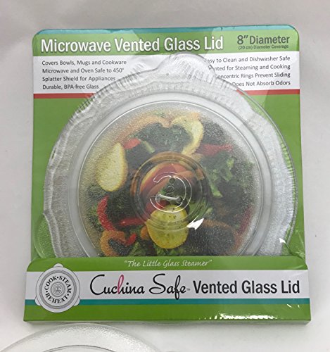 Cuchina Safe Vented Microwave Glass Lid And Bowl Cover; Perfect Lid For Bowls, Mugs, And Pots (8 Inch - 1-Piece Set) #TOP3