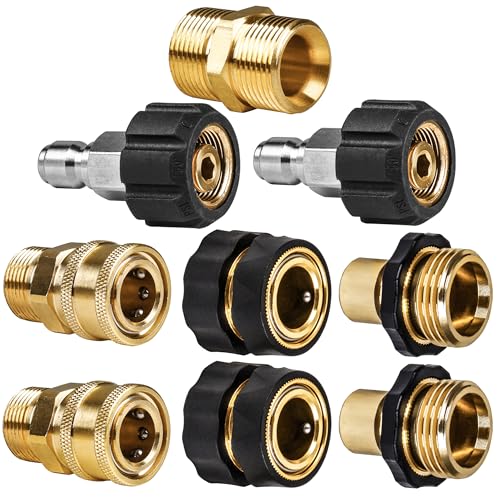 WOJET Universal Pressure Washer Adapter Set for All Petrol Power Washers - M22 to 3/8 Pressure Washer Quick Connect Kit - Quick Release Fittings for Hose, Lance & Gun - 4500 PSI Rated Quick Disconnect