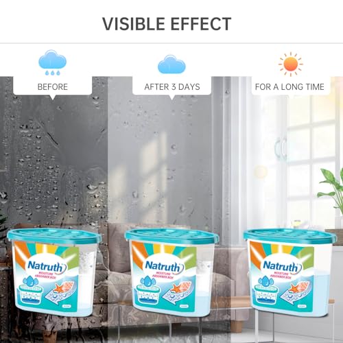 NATRUTH Moisture Absorbers 6 pack, 12.5Oz Portable Humidity Absorber Boxes for Your Bathroom, Closet & Car, Dehumidifier with Ocean Fragrance