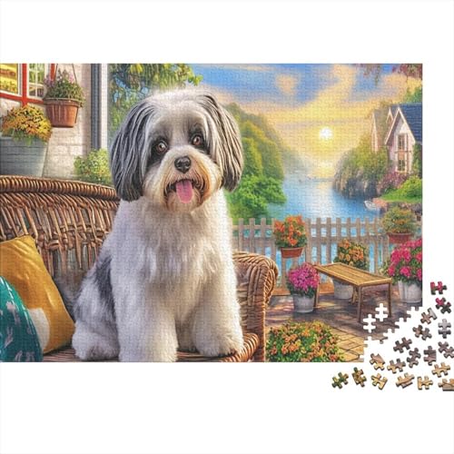 Rompecabezas de Shih Tzu de 1000 piezas para adultos, el juego imposible de un cachorro en cesta