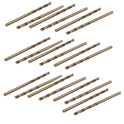 Aexit 2.5mm Dia Tool holder HSS M35 Straight drill hole Twist Drill Bits Drilling Tool Champagne 20pcs Model:13as657qo68