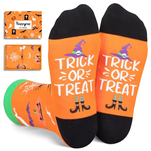 HAPPYPOP Halloween Socks Spooky Gifts For Boys Girls - Halloween Gifts for Kids 10-12 Years Old Witch Pumpkin Gifts