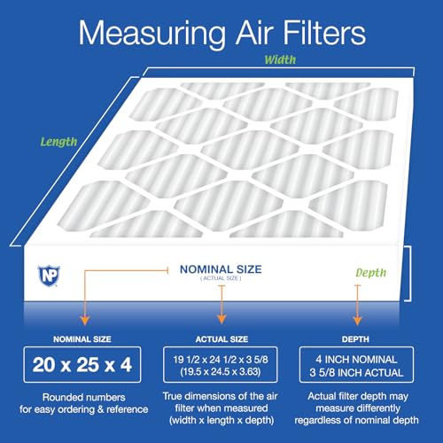 Image of Nordic Pure 20x25x4 (19 1 /2 x 24 1 /2 x 3 5 /8) Pleated MERV 8 Air Filters 2 Pack | Actual Size: 19 1 /2 x 24 1 /2 x 3 5 /8 Made in USA, Standard HVAC Filtration, Larger Airborne Particles, Lint, Dust & Pollen
