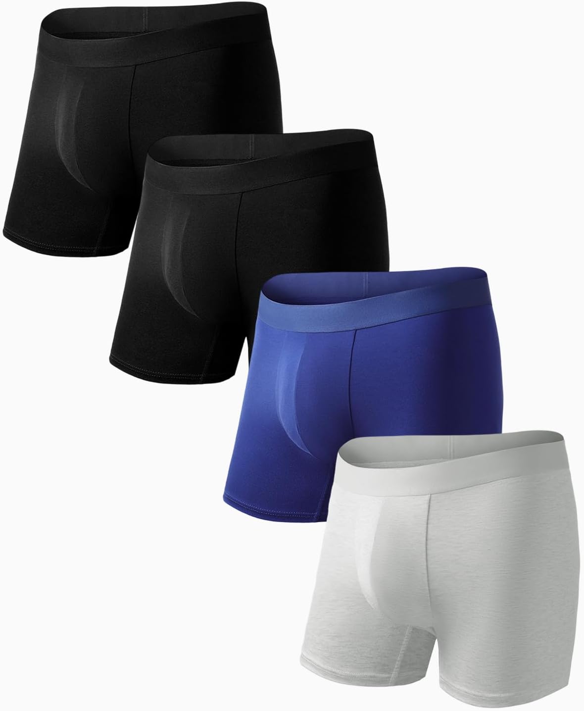 Mens Underwear Boxer Briefs With Pouch Modal Breathable Underwear No Riding Up Moisture Wicking 4 Pack